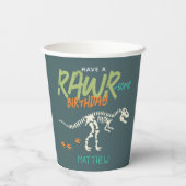 キッズおもしろい恐竜ディグ化石ボーイズ誕生日 紙コップ (裏面)