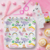 キッズおもしろい恐竜レインボーウォーターカラージャングル ペーパープレート (パーティー)