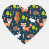 キッズおもしろい森林動物バニーラビットキツネベア ハートシール (正面)