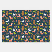 キッズおもしろい森林動物バニーラビットキツネベア ラッピングペーパーシート (正面3)