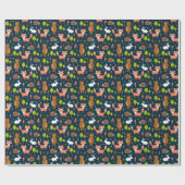 キッズおもしろい森林動物バニーラビットキツネベア ラッピングペーパー (フラット)