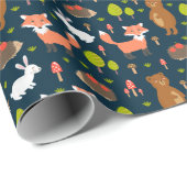 キッズおもしろい森林動物バニーラビットキツネベア ラッピングペーパー (ロールコーナー)