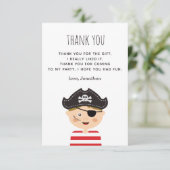 キッズおもしろい海賊パーティー。男の赤ちゃん赤誕生日Tha サンキューカード (スタンド正面)