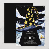 キッズお洒落おもしろいウィザード誕生日 招待状 (正面/裏面)