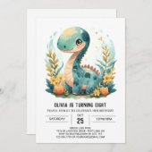 キッズお洒落カスタム恐竜誕生日 招待状 (正面/裏面)