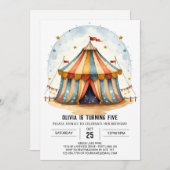 キッズお洒落フェスティバルサーカス誕生日 招待状 (正面/裏面)