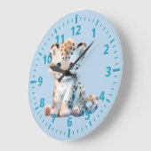 キッズかわいいヒョウの茶色のクリーム ラージ壁時計 (傾斜)