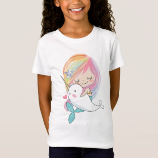 キッズかわいいマーメイドNarwhalシャツ Tシャツ