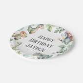 キッズかわいい恐竜をテーマにした誕生日パーティー ペーパープレート (アングル)