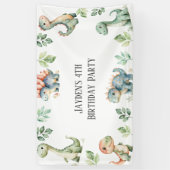 キッズかわいい恐竜をテーマにした誕生日パーティー 横断幕 (縦)