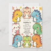 キッズかわいい恐竜バースデーパーティー 招待状 (正面)