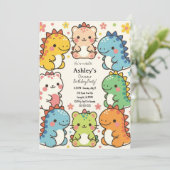 キッズかわいい恐竜バースデーパーティー 招待状 (スタンド正面)