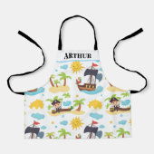 キッズかわいい海賊船パタパーソナライズされたーン エプロン (正面)