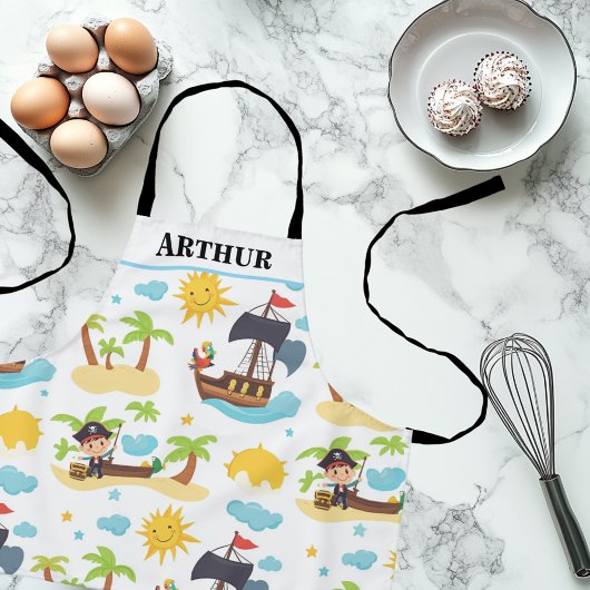 キッズかわいい海賊船パタパーソナライズされたーン エプロン