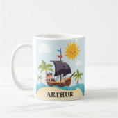 キッズかわいい海賊船パーソナライズされたマグカップ コーヒーマグカップ (左)