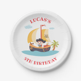 キッズかわいい海賊船誕生日パーティー ペーパープレート