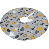 キッズかわいい魔女カボチャ幽霊たちと猫グレー ブラッシュドポリエステルツリースカート (アングル)