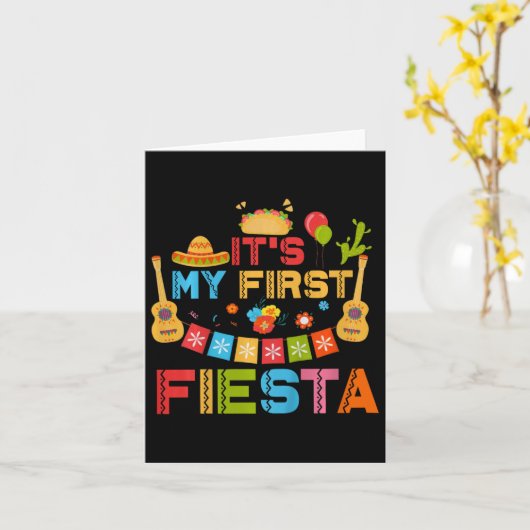 キッズそれは私の最初のフィエスタ誕生日メキシコのCinco D カード (黄色い花)