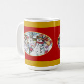 キッズと雪だるまマグ コーヒーマグカップ (正面左)