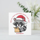 キッズのためのキュートなクリスマスアライグマ | 色を塗ってね シーズンカード (スタンド正面)