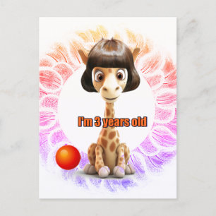 キッズのためのキリン誕生日 ポストカード