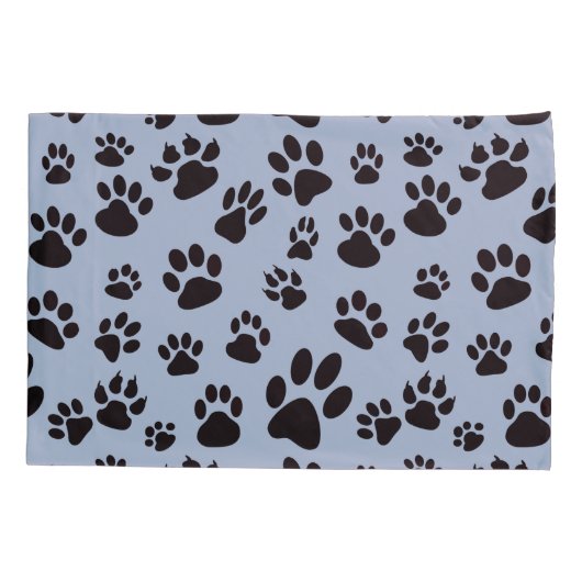 キッズのレトロブルーのかわいい犬の足指がバリエーションをプリント 枕カバー (裏面-左)