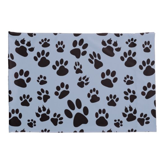 キッズのレトロブルーのかわいい犬の足指がバリエーションをプリント 枕カバー (裏面-右)