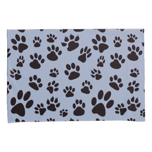 キッズのレトロブルーのかわいい犬の足指がバリエーションをプリント 枕カバー (正面右)