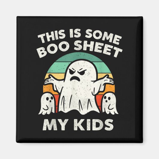 キッズの幽霊レトロおかしいハロウィングッズ マグネット (正面)