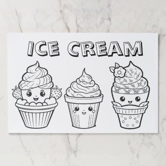 キッズアイスクリームカラーリングページ ペーパーパッド (正面)