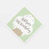 キッズアイスクリームコーングリーン誕生日パーティー スタンダードランチョンナプキン (角)