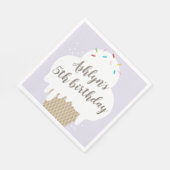 キッズアイスクリームコーンパープルバースデーパーティー スタンダードランチョンナプキン (角)