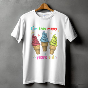 キッズアイスクリーム誕生日3歳 Tシャツ
