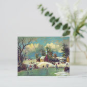 キッズアイススケートで滑るオン凍っていレイク ポストカード (スタンド正面)