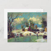 キッズアイススケートで滑るオン凍っていレイク ポストカード (正面/裏面)