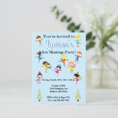 キッズアイススケートで滑る誕生日パーティーの招待 ポストカード (スタンド正面)