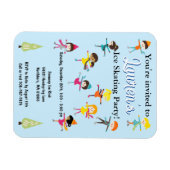 キッズアイススケートで滑る誕生日パーティーの招待 マグネット (横)