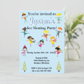 キッズアイススケートで滑る誕生日パーティーの招待 招待状 (スタンド正面)
