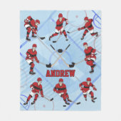 キッズアイスパーソナライズされたホッケー選手 フリースブランケット (正面)