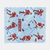 キッズアイスパーソナライズされたホッケー選手 フリースブランケット (正面(横))