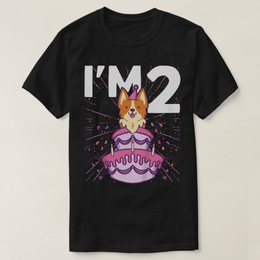 キッズアイム2日犬パーティーキッズキッズセカンドバースデーコーギD Tシャツ (デザイン正面)