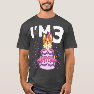 キッズアイム3日犬パーティーキッズキッズキッズサードバースデーコーギD Tシャツ