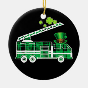 キッズアイリッシュグリーン消防車St patricks セラミックオーナメント