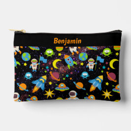 キッズアウタースペースロケットプラネットブラック アクセサリーポーチ
