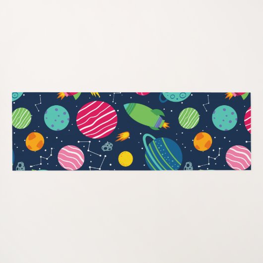 キッズアウタースペースロケット惑星星座 ヨガマット (裏面(横))