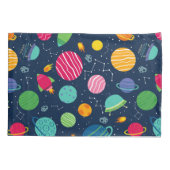 キッズアウタースペースロケット惑星星座 枕カバー (裏面)