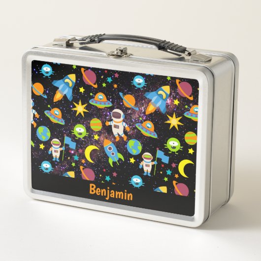 キッズアウタースペースロケット惑星 メタルランチボックス (正面)