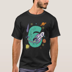 キッズアウタースペース宇宙飛行士6誕生日少年6年 Tシャツ