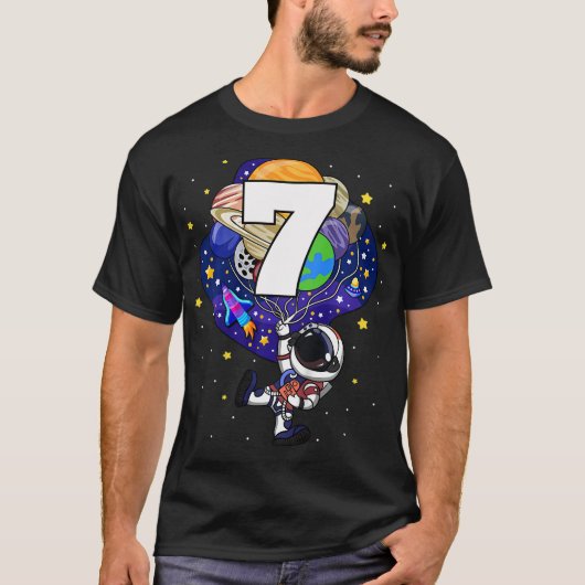 キッズアウタースペース宇宙飛行士7誕生日少年7年 Tシャツ (正面)