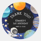 キッズアウタースペース誕生日ありがとう ラウンドシール (正面)